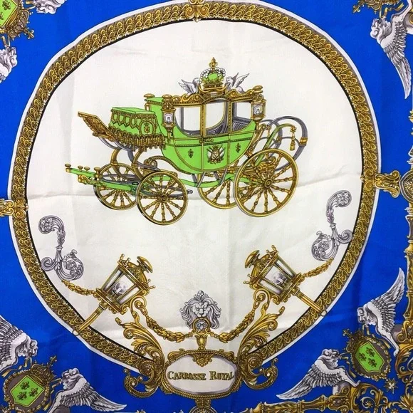 Vintage Echo royal coach silk scarf lion head carriage rare carriage motif - Picture 2 of 11